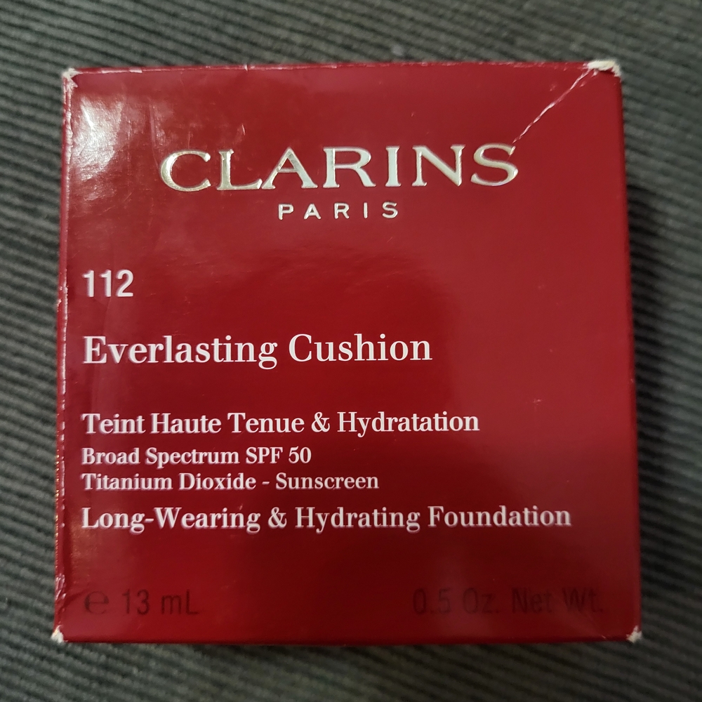 Clarins NIB Everlasting Cushion Foundation 112 Amber